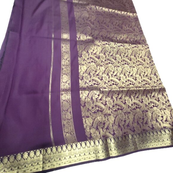 Purple and Gold Saree - Unstitched- NEW ! - Picture 1 of 10
